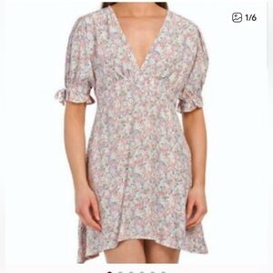 Faithfull the Brand Tonia Floral Mini Dress - Soft Pink, Cream Size medium, 6